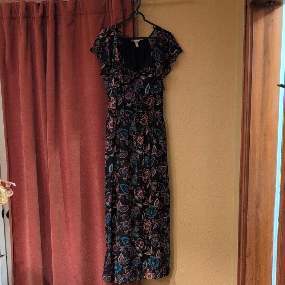 a new day Black Maxi Dress with Colorful Floral Design
